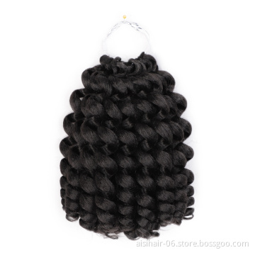 Aisi Hair 8 Inch Multi Color Jumpy Wand Curly Crochet Braids Jamaican Bounce Synthetic Crochet Hair Extension For Black Women